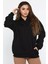 Kadın Kapüşonlu Üç Iplik Şardonlu Oversize Sweatshirt 2