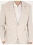 Erkek Bej Slim Fit Keten Karışımlı Çizgili Takım Elbise 50285265-VR011 6
