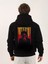 Unisex Baskılı Oversize Üç Iplik Kapüşonlu Sweatshirt - Siyah 2