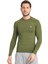 Erkek Uzun Kollu Yeşil Olive Fit Toparlayıcı Compression Spor Body Tshirt 2