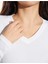 Pamuklu Kaşkorse V Yaka Body Sweatshirt, Fitilli Kumaş Likralı Bluz, Beyaz Badi 4