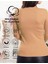 Kaşkorse V Yaka Body Sweatshirt, Fitilli Kumaş Bluz Likralı Pudra Badi 3