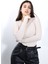 Kaşkorse V Yaka Body Sweatshirt, Fitilli Kumaş Bluz, Likralı, Bej (Kemik) Günlük Badi 2