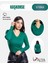 Pamuklu Kaşkorse V Yaka Body Sweatshirt, Fitilli Kumaş Likralı Bluz, Çimen Yeşili Badi 1