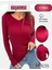 Kaşkorse V Yaka Body Sweatshirt, Fitilli Kumaş, Likralı, Bordo 1