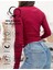 Kaşkorse V Yaka Body Sweatshirt, Fitilli Kumaş, Likralı, Bordo 3