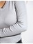 Kaşkorse V Yaka Body Sweatshirt, Fitilli Kumaş, Likralı, Gri Melanj 4