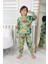 %100 Pamuk Dinozor Desenli Uzun Kollu Erkek Çocuk Pijama Takımı 3,4,5,6,7,8 Yaş 1