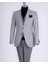 Italyan Stil Slim Fit Erkek Kombin Ceket Yelek Pantolon Takım Elbise Gri T13075 5