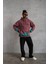 Erkek Üç Iplik Içi Pamuklu Alev Baskılı Kapüşonlu Sweatshirt - Gül Kurusu 4