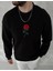 Bisiklet Yaka Ön ve Arka Baskılı Sweatshirt - Siyah 1