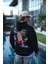 Üç Iplik Penye Kapşonlu Baskılı Sweatshirt - Siyah 3