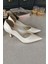 10 80 Topukla Kadın Beyaz Sedef 8cm Topuklu Stiletto 2