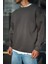 Kışlık Bisiklet Yaka Üç Iplik Basic Sweatshirt - Antrasit 1