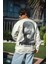 Kışlık Bisiklet Yaka Baskılı Sweatshirt - Beyaz 3