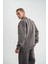 Uzun Kol Bisiklet Yaka Yıkamalı Sweatshirt - Füme 4