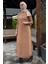 Zebra Desen Triko Elbise Camel 5