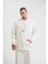 Double Oversize Kapşonlu Basic Sweatshirt - Beyaz 1