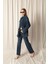 Denim Kumaş Wide Leg Kadın Lacivert Kot Pantolon 2