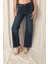 Denim Kumaş Wide Leg Kadın Lacivert Kot Pantolon 4