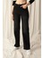 Denim Kumaş Wide Leg Kadın Siyah Kot Pantolon 2