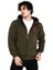 Baskılı Tam Fermuarlı Kapşonlu Sweatshirt - Haki 1