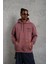 Erkek 98 Baskılı Kapşonlu Sweat - Gül Kurusu 2