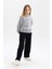 Kız Çocuk Siyah Wide Leg Geniş Paça Basic Düz Pamuklu Pantolon B7784A8NS 3