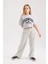 Kız Çocuk Gri Wide Leg Geniş Paça Basic Düz Pamuklu Pantolon B7784A8NS 2
