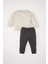 Erkek Bebek 2'li Takım Baskılı Sweatshirt Beli Lastikli Eşofman Altı D7921A525SP 5
