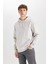 Regular Fit Kapüşonlu Kanguru Cepli İçi Yumuşak Tüylü Basic Düz Sweatshirt X8283AZ25SP 3
