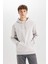 Regular Fit Kapüşonlu Kanguru Cepli İçi Yumuşak Tüylü Basic Düz Sweatshirt X8283AZ25SP 4