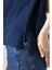 Pamuklu Bisiklet Yaka Basic Regular Size Yanları Yırtmaçlı Kadın T-Shirt 21929 Lacivert 2