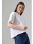 Pamuklu Bisiklet Yaka Basic Regular Size Yanları Yırtmaçlı Kadın T-Shirt 21929 Beyaz 1