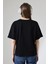 Pamuklu Bisiklet Yaka Basic Regular Size Yanları Yırtmaçlı Kadın T-Shirt 21929 Siyah 4