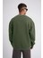Unisex Biskilet Yaka Üç Iplik Sweatshirt - Haki 2