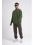 Unisex Biskilet Yaka Üç Iplik Sweatshirt - Haki 3