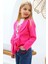 Kız Çocuk Digital ve Yazı Baskılı Tişört Önü Fiyonklu Blazer Ceket Pembe Alt Üst Takım 2