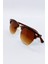Gold Çerçeve Detaylı, Kahverengi Vintage Model Oval Unisex Güneş Gözlüğü 5