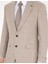 Erkek Bej Slim Fit Yün Keten Karışımlı Çizgili Takım Elbise 50285350-VR011 6