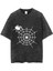 Yıkamalı Spider Baskılı Oversize Vintage T-Shirt 1