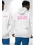 Malibu California Pembe Erkek Kadın Beyaz Ön Sırt Baskılı Kapüşonlu Sweatshirt Hoodie 1