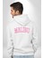 Malibu California Pembe Erkek Kadın Beyaz Ön Sırt Baskılı Kapüşonlu Sweatshirt Hoodie 4