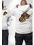 Öfkeli Ayı Pençesi - Güç ve Yırtıcılık Teması Erkek Kadın Beyaz Ön Sırt Baskılı Kapüşonlu Sweatshirt Hoodie 1
