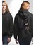 Gül Tasarım Wardiere Erkek Kadın Siyah Ön Sırt Baskılı Kapüşonlu Sweatshirt Hoodie 1