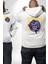 Roket Ata Binen Astronot Erkek Kadın Beyaz Ön Sırt Baskılı Kapüşonlu Sweatshirt Hoodie 1