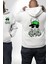 Paskalya Tavşanı Hip Hop Yeşil Şapka Erkek Kadın Beyaz Ön Sırt Baskılı Kapüşonlu Sweatshirt Hoodie 1