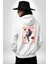 Astronot Gezegen Uzay Aracı Erkek Kadın Beyaz Ön Sırt Baskılı Kapüşonlu Sweatshirt Hoodie 5