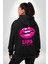 Lips Ruj Pembe Dudak Sınırsız Düşün Erkek Kadın Siyah Ön Sırt Baskılı Kapüşonlu Sweatshirt Hoodie 2