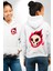Kırmızı Ateş Kurukafa Rock Erkek Kadın Beyaz Ön Sırt Baskılı Kapüşonlu Sweatshirt Hoodie 1